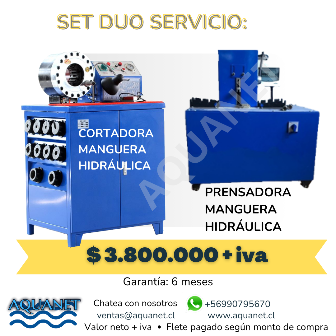SET DUO: Prensador Mangueras Hidraulicas DSG51N Cortador CU200 220 v