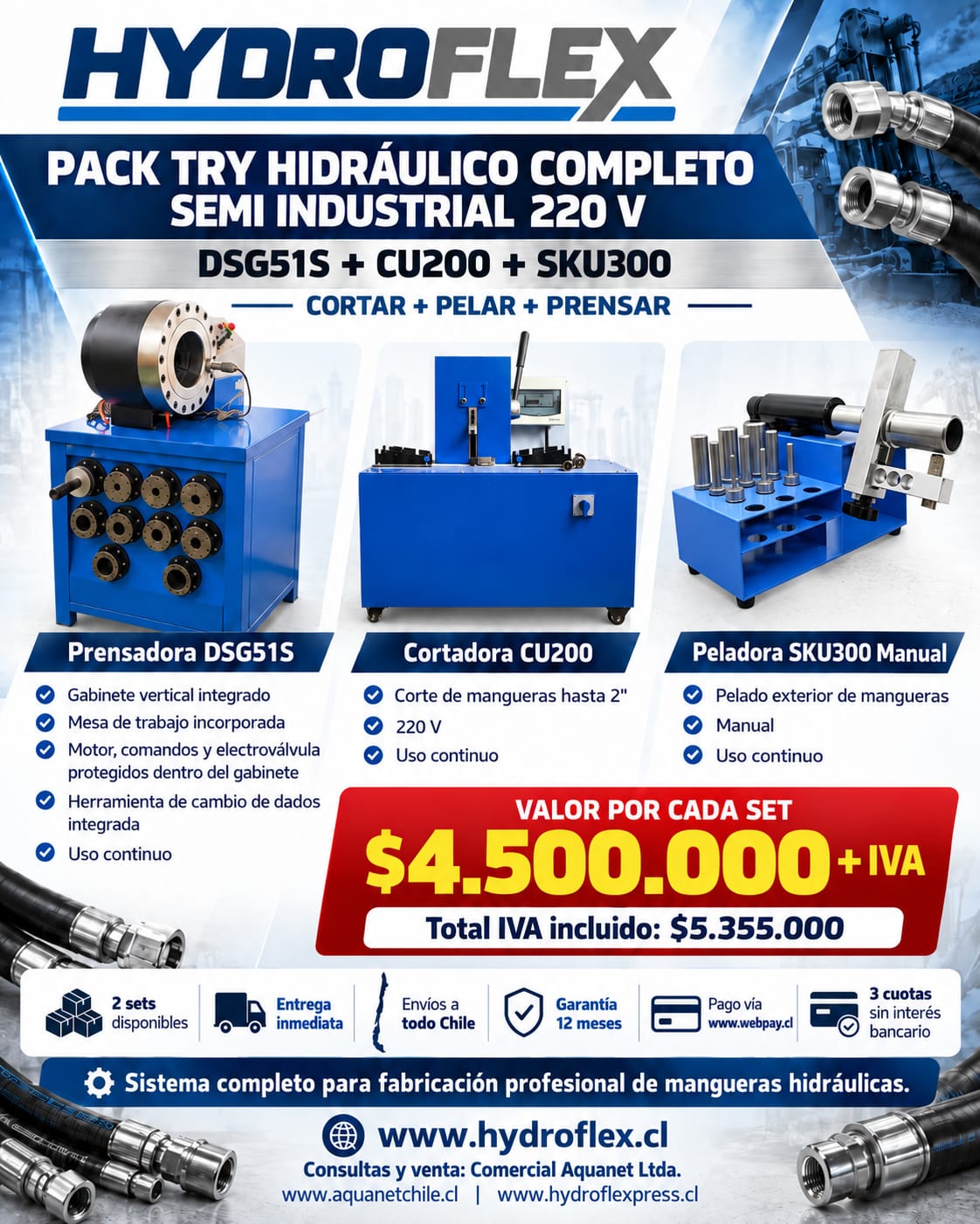 Set Try Hidráulico: P52FINN+ CU200+ SKU300