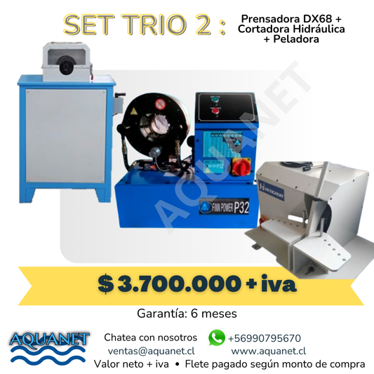 SET TRIO 2: Prensadora P32 + Cortadora Hidráulica CU300 + Peladora SKU100