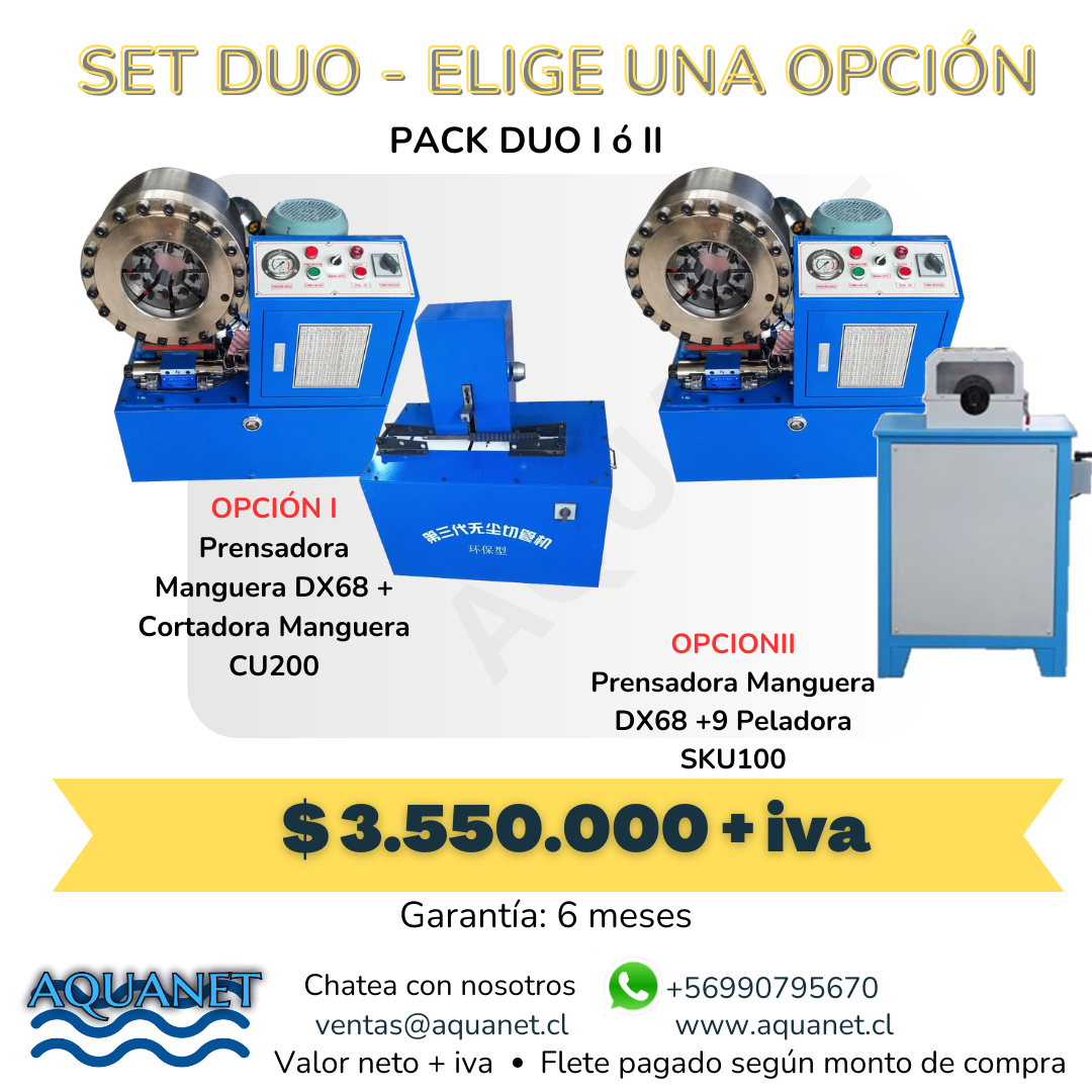 SET Pack prensadora DX 68 DUO con cortadora CU200 o Peladora SKU100