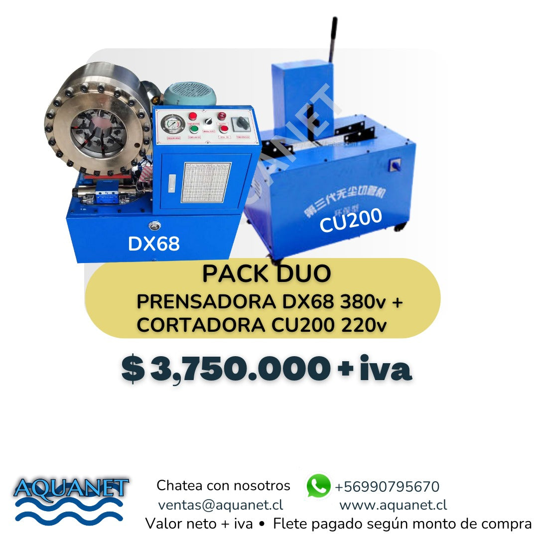SET DUO: Prensadora Mangueras Hidraulicas DX68 Y Cortadora CU200 220 v