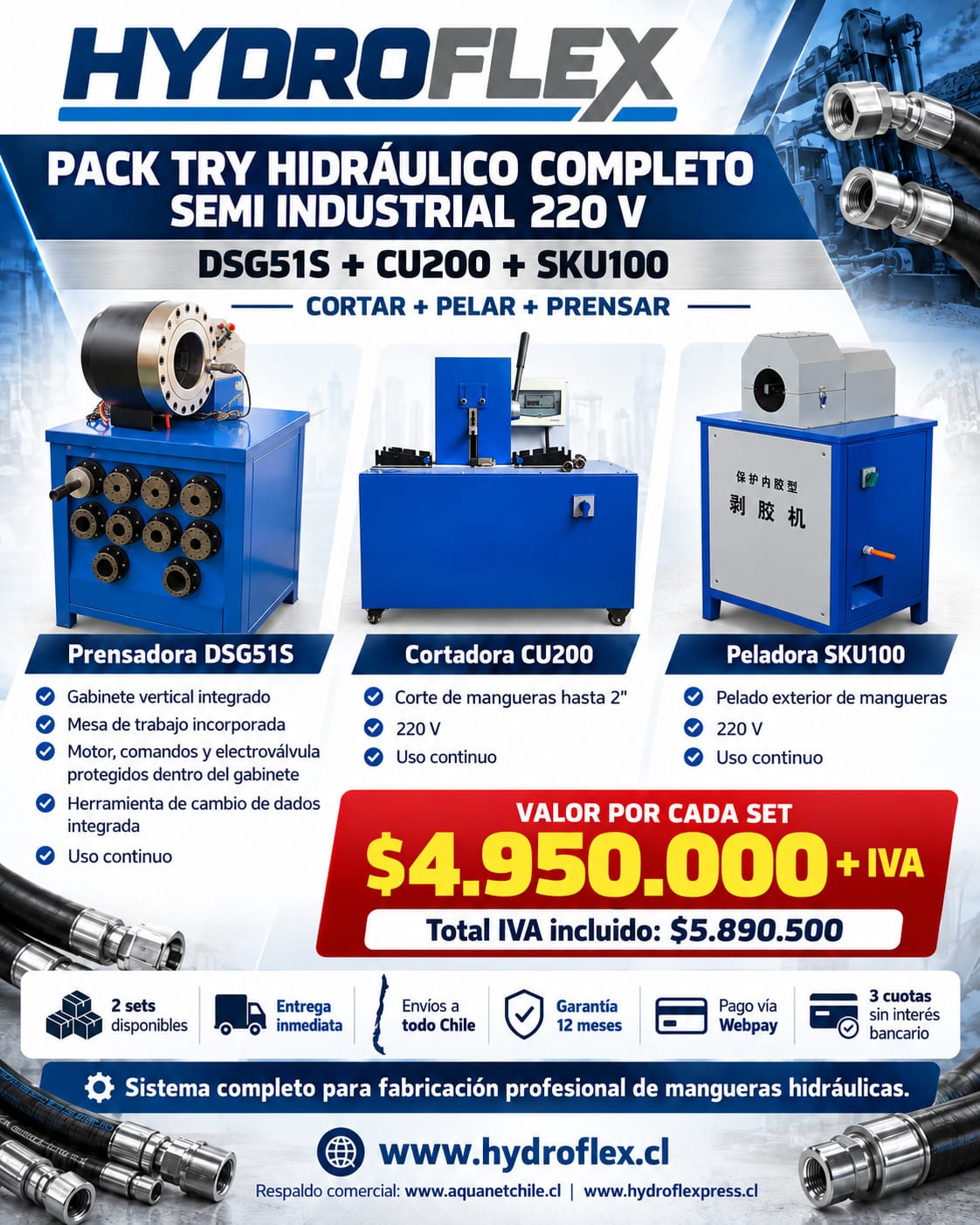 Set Try Hidráulico: P52FINN+ CU200+ SKU100